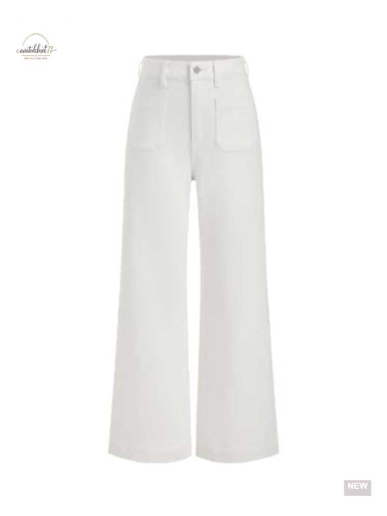 High Waist Wide Leg Cropped Jeans Stretchy Denim Flared Pants Trendy